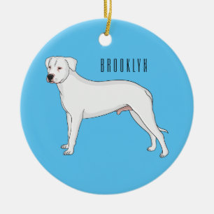 Adorno De Cerámica Ilustracion personalizado de perro argentino Dogo