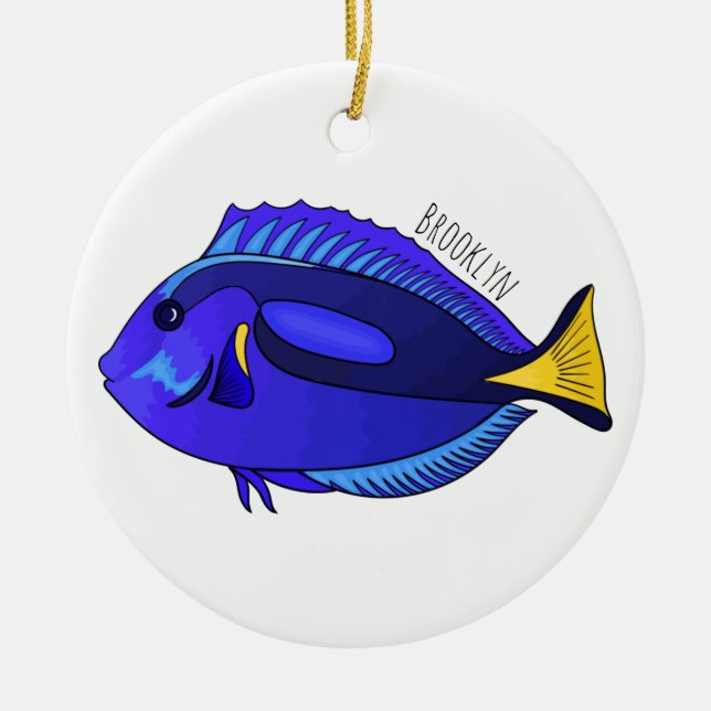 Adorno De Cerámica Ilustracion personalizado de pescado tang azul (Frente)