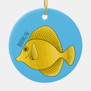 Adorno De Cerámica Ilustracion personalizado de pescado tango amarill