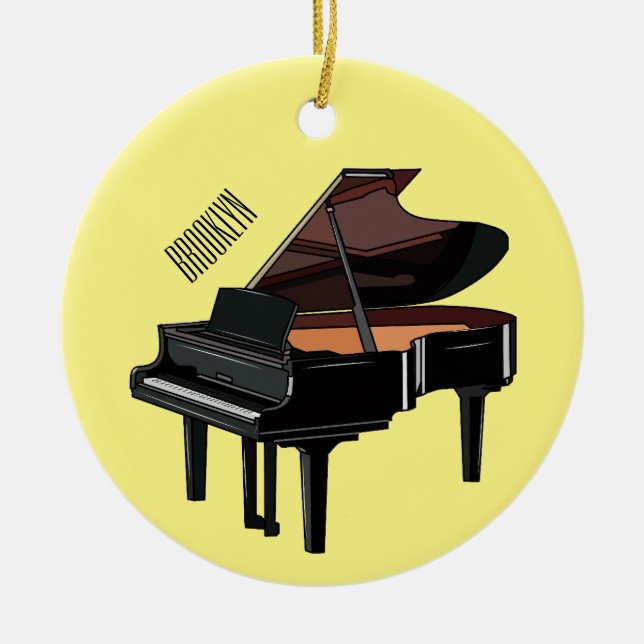 Adorno De Cerámica Ilustracion personalizado de piano (Frente)