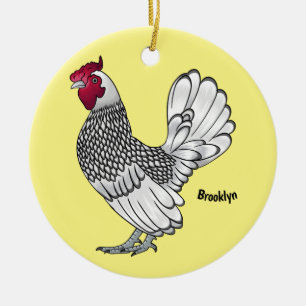 Adorno De Cerámica Ilustracion personalizado de pollo de Sebright