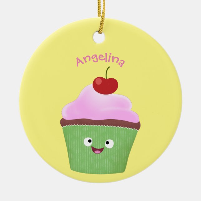 Adorno De Cerámica Ilustracion personalizado de quequitos alegres (Frente)