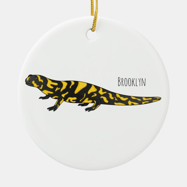 Adorno De Cerámica Ilustracion personalizado de salamandra tigre (Frente)
