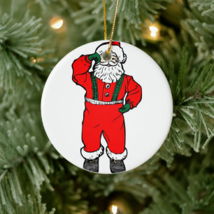 Adorno De Cerámica Ilustracion Personalizado de Santa Claus