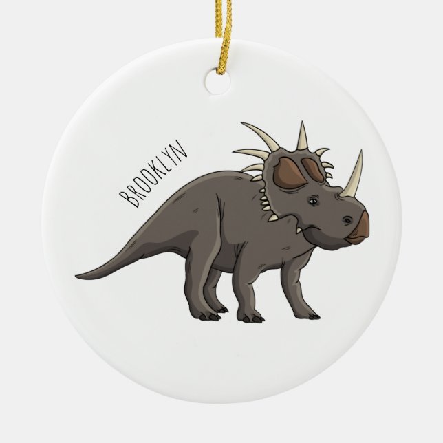 Adorno De Cerámica Ilustracion personalizado de Styracosaurus (Frente)