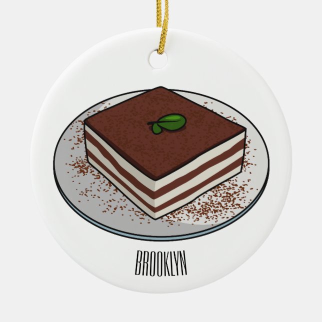 Adorno De Cerámica Ilustracion personalizado de tarta de Tiramisu (Frente)