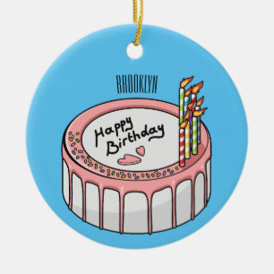 Adorno De Cerámica Ilustracion personalizado de torta de cumpleaños