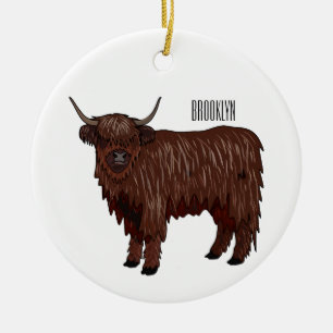Adorno De Cerámica Ilustracion personalizado de vaca de Highland