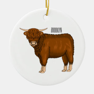 Adorno De Cerámica Ilustracion personalizado de vaca de Highland