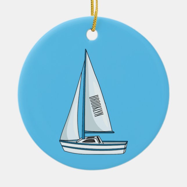 Adorno De Cerámica Ilustracion personalizado de velero (Frente)