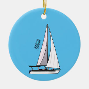 Adorno De Cerámica Ilustracion personalizado de velero