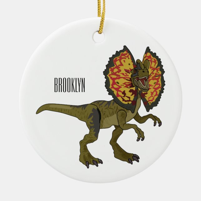 Adorno De Cerámica Ilustracion personalizado Dilophosaurus (Frente)