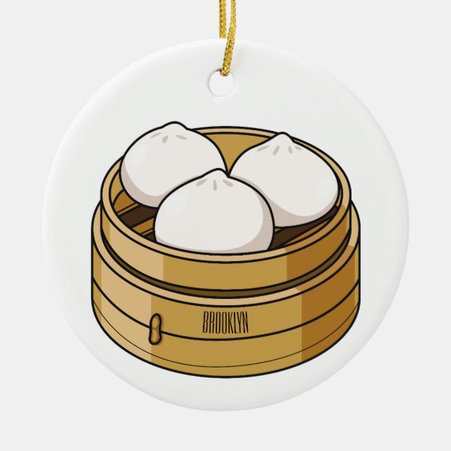 Adorno De Cerámica Ilustracion personalizado Dim sum (Frente)