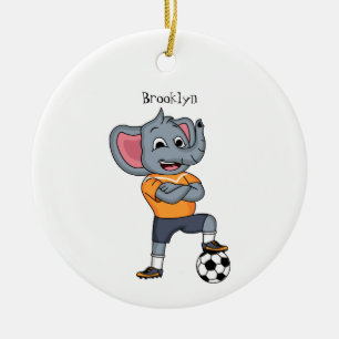 Adorno De Cerámica Ilustracion personalizado futbolista elefante
