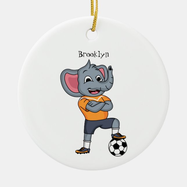 Adorno De Cerámica Ilustracion personalizado futbolista elefante (Frente)