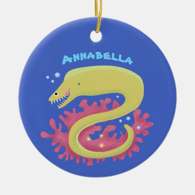 Adorno De Cerámica Ilustracion personalizado gracioso de moray verde (Frente)