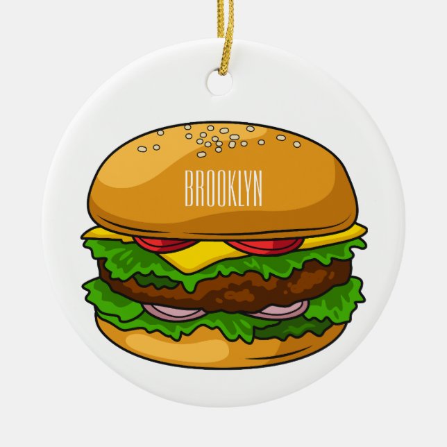 Adorno De Cerámica Ilustracion personalizado Hamburger (Frente)