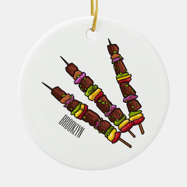 Adorno De Cerámica Ilustracion personalizado kebab o kabob (Frente)