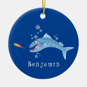 Adorno De Cerámica Ilustracion personalizado pescador hambriento de b