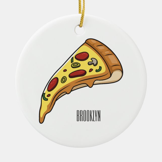 Adorno De Cerámica Ilustracion personalizado Pizza (Frente)