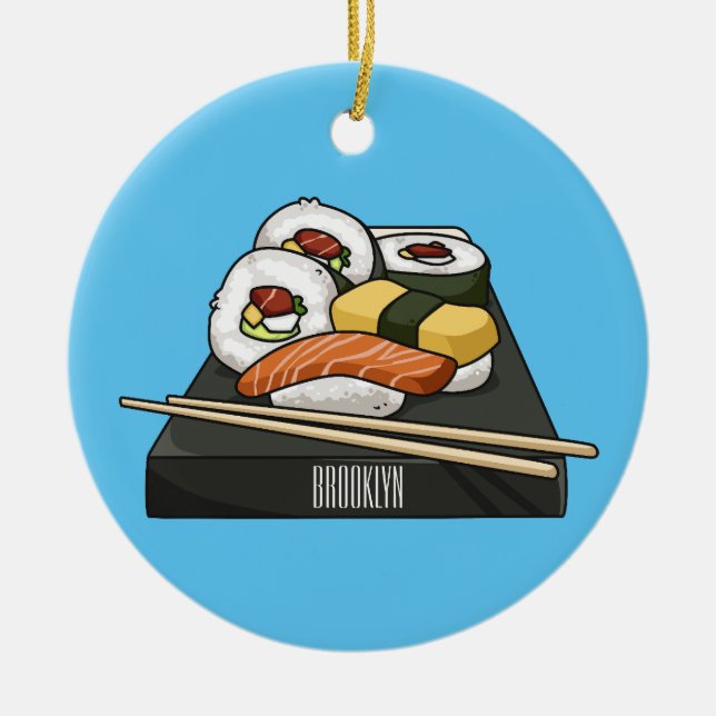Adorno De Cerámica Ilustracion personalizado Sushi (Frente)