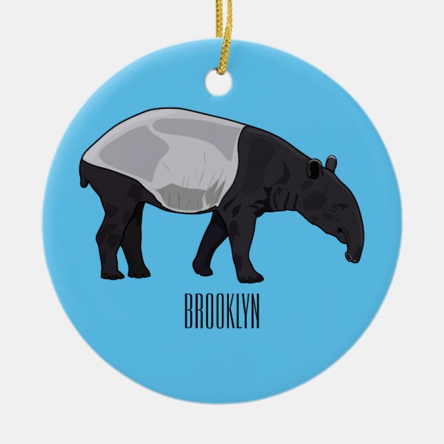 Adorno De Cerámica Ilustracion personalizado Tapir (Frente)