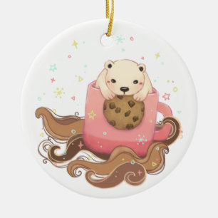 Adorno De Cerámica Ilustracion Polar Bear & Coffee Break