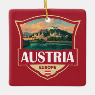 Adorno De Cerámica Ilustración retro de Austria Insignia