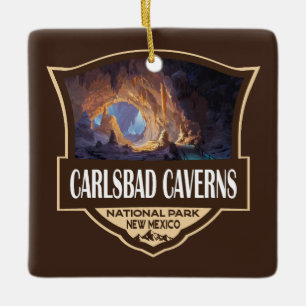 Adorno De Cerámica Ilustración Retro del Parque Nacional Carlsbad Cav