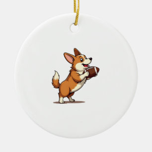 Adorno De Cerámica Ilustración Retro Deportiva de Perro de Fútbol Cor