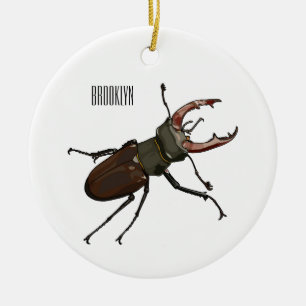 Adorno De Cerámica Ilustracion Stag beetle personalizado