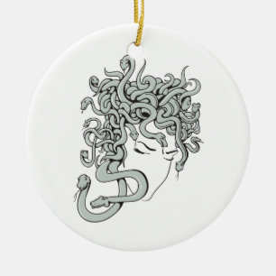 Adorno De Cerámica ilustración vectorial de la dama serpiente medusa