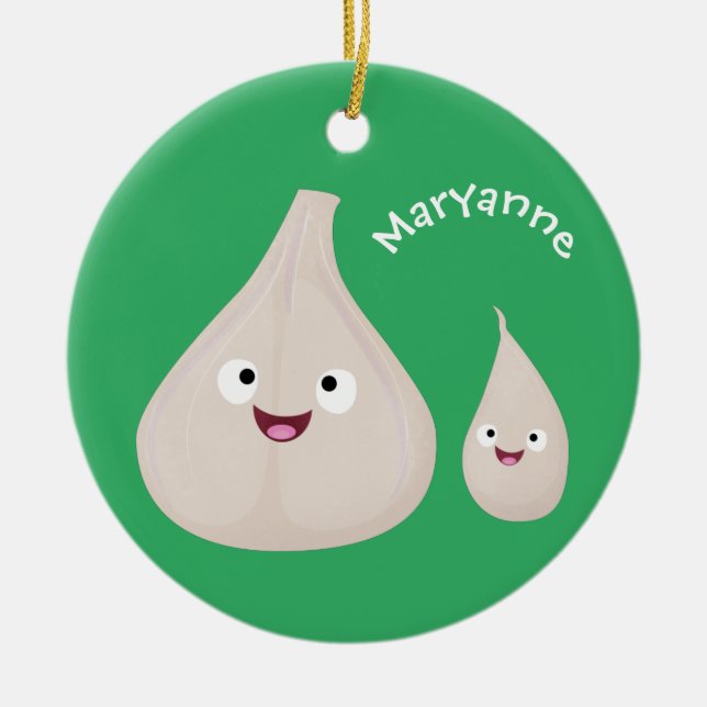 Adorno De Cerámica Ilustracion vegetal de personalizado de ajo dulce (Frente)