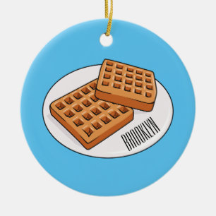 Adorno De Cerámica Ilustracion Waffle personalizado