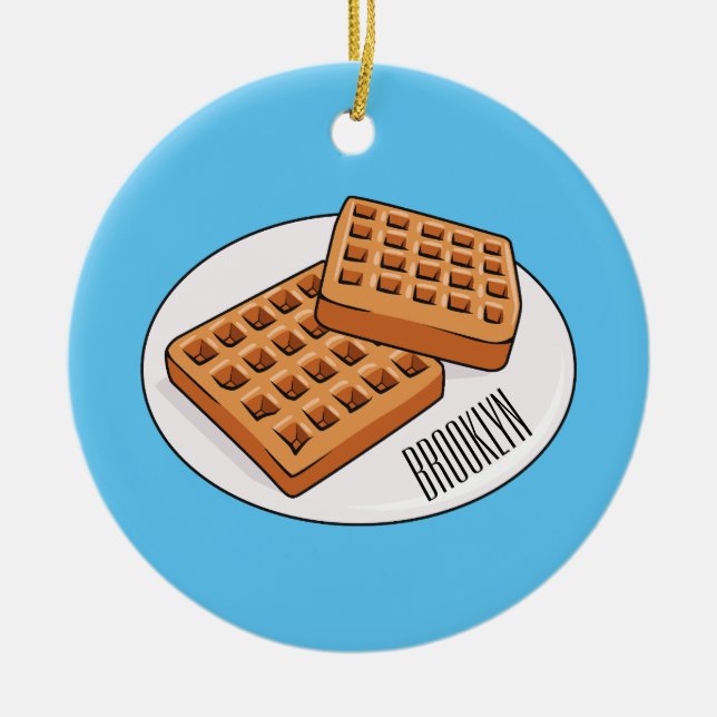 Adorno De Cerámica Ilustracion Waffle personalizado (Frente)