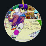 Adorno De Cerámica I'm Doing It - Young Skateboarder<br><div class="desc">A young skateboarder is practicing his trick until he finally got it! So cool!</div>