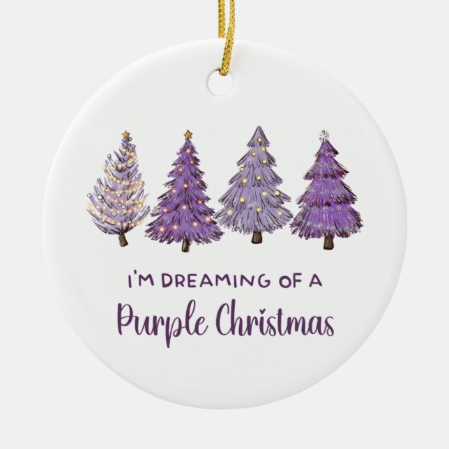 Adorno De Cerámica I'm Dreaming of a Purple Christmas,  (Frente)