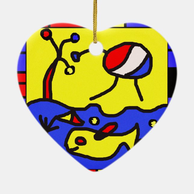 Adorno De Cerámica Imagen con arte moderno de pescado (Atrás)