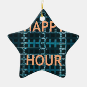 Adorno De Cerámica Imagen de pantalla azul de texto de la hora feliz