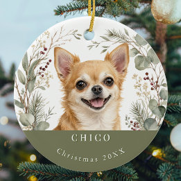 Adorno De Cerámica Imagen de perro Chihuahua en acuarela para Navidad