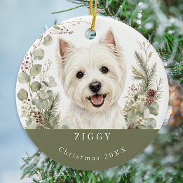Adorno De Cerámica Imagen de perro Terrier West Highland Westie Navid