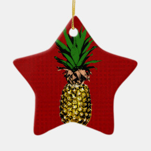 Adorno De Cerámica Imagen de Pineapple Newsprint