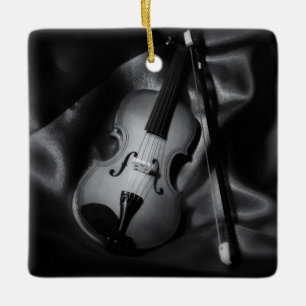 Adorno De Cerámica Imagen en blanco y negro de un violín