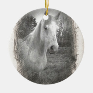 Adorno De Cerámica Imagen gris del caballo
