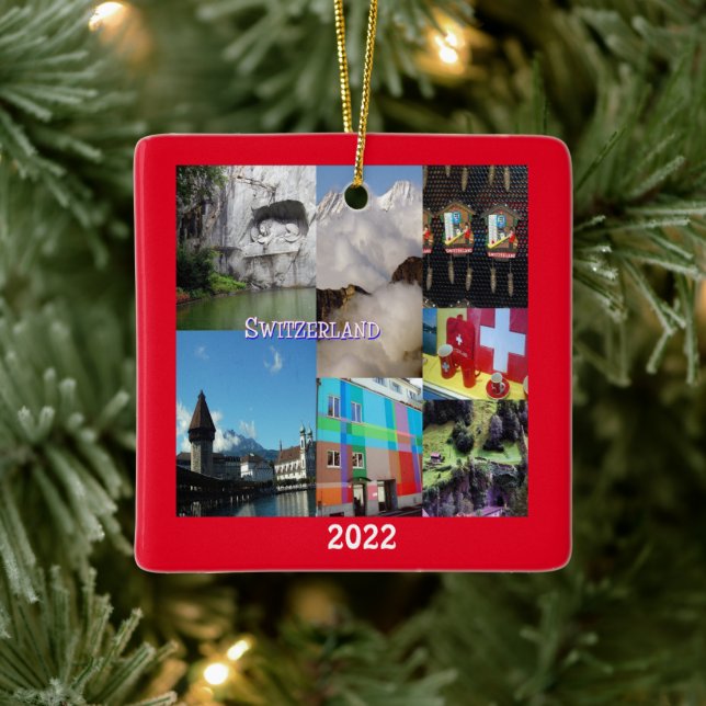 Adorno De Cerámica Imágenes de Suiza (Árbol)