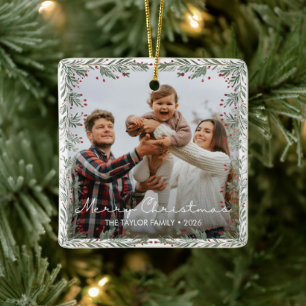 Adorno De Cerámica Imán de foto de Feliz Navidad