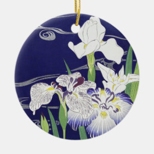 Adorno De Cerámica Impresión artística de iris japonés vintage de Kog