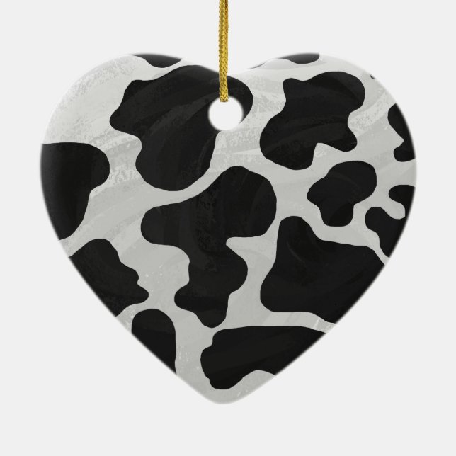 Adorno De Cerámica Impresión blanco y negro de la vaca (Atrás)