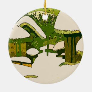 Adorno De Cerámica Impresión de aldea de nieve japonesa