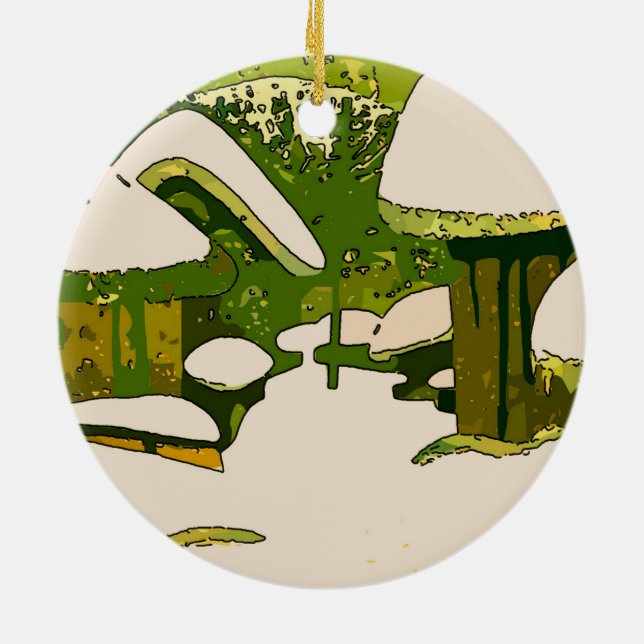 Adorno De Cerámica Impresión de aldea de nieve japonesa (Atrás)